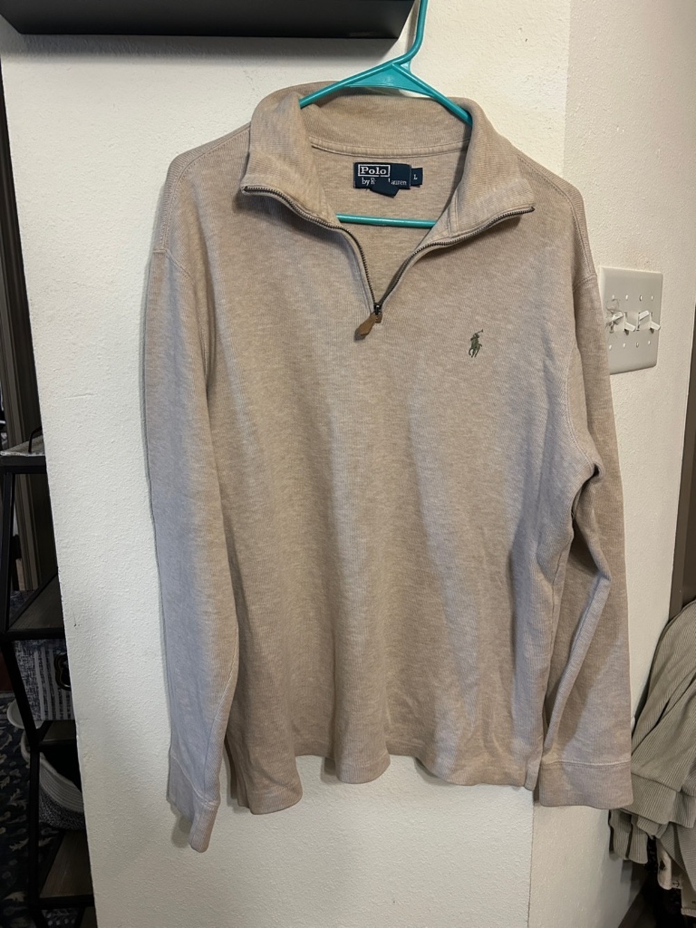 Polo by Ralph Lauren Tan Half-Zip Pullover with Gray Logo